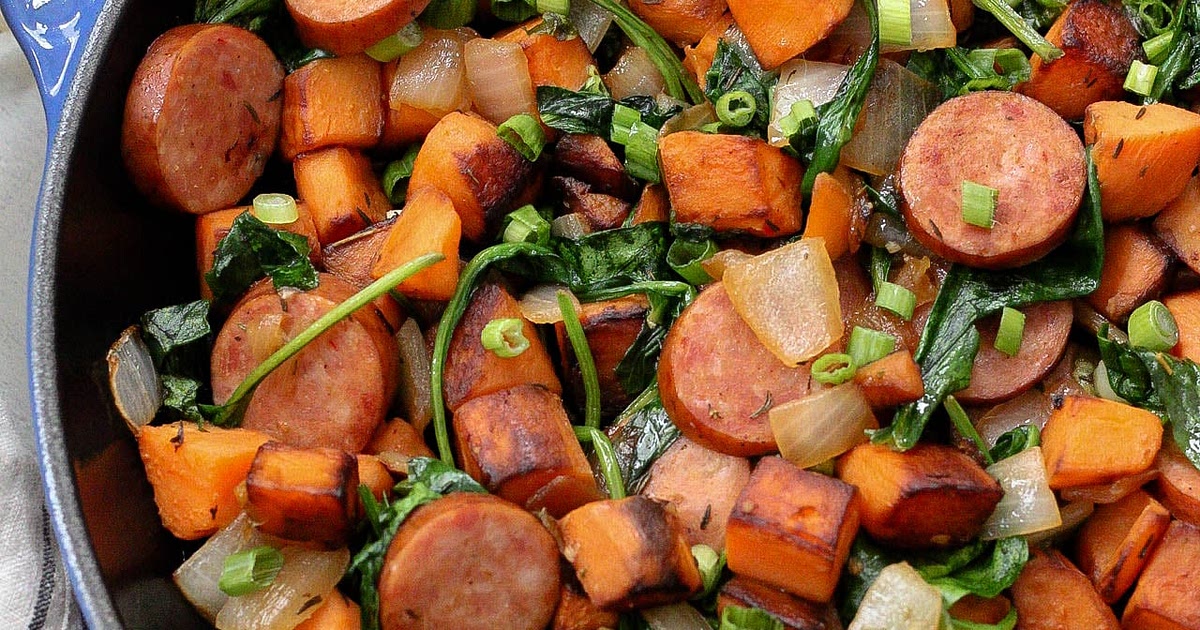Sausage and Sweet Potato Paleo Egg-Free Breakfast Skillet: Whole30 and 15 Minutes Recipe | Samsung F