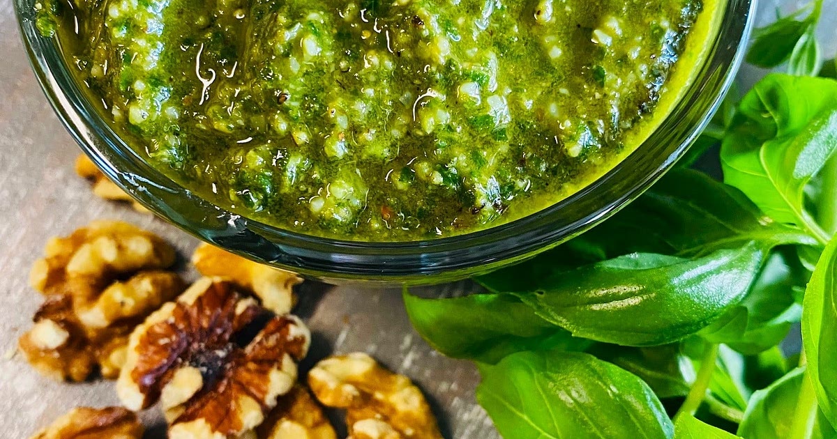 Healthy Basil Walnut Pesto Recipe | Samsung Food App