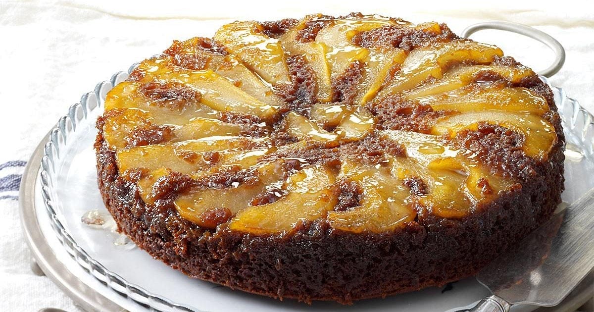 Upside-Down Pear Gingerbread Cake Recipe | Samsung Food App