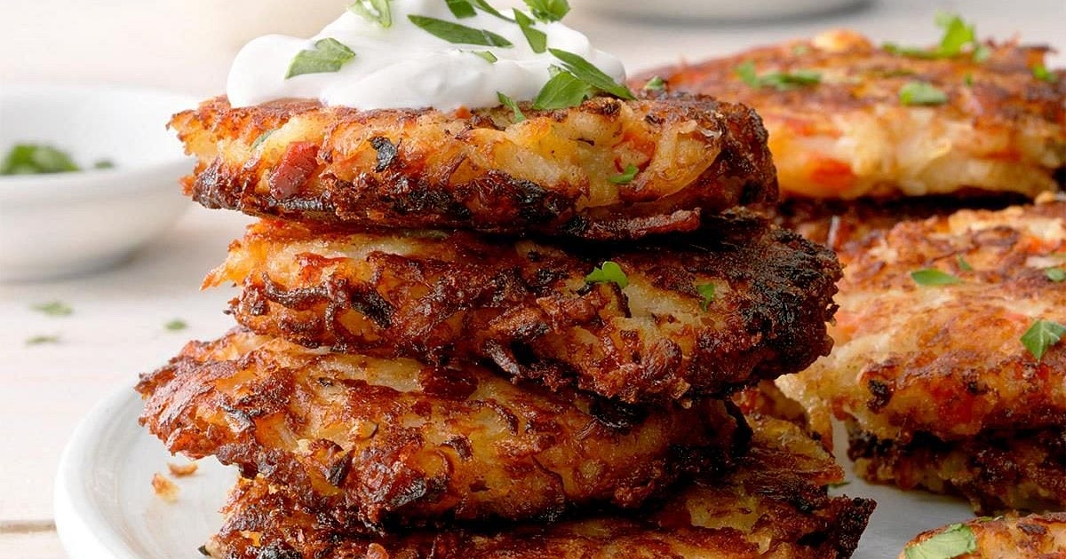 Cheese & Red Pepper Latkes Recipe | Samsung Food App