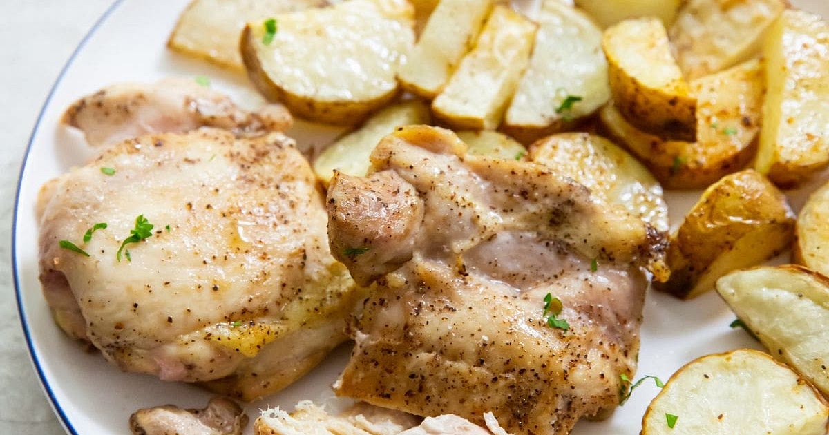 Air Fryer Chicken Thighs and Potatoes Recipe | Samsung Food App