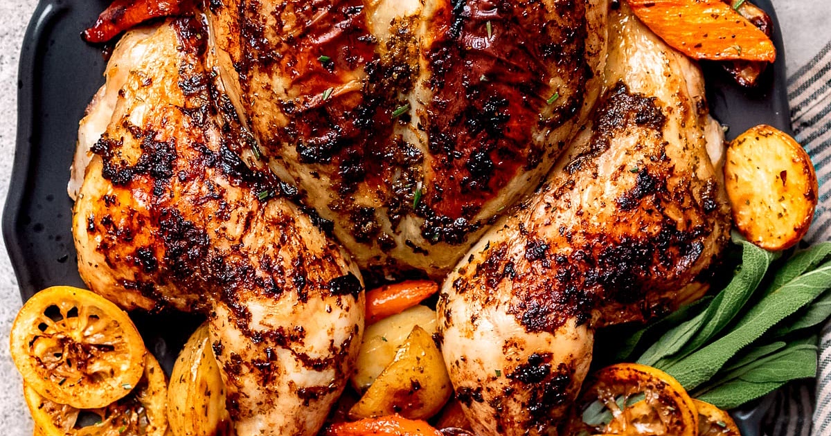 Spatchcock Chicken with Potatoes Recipe | Samsung Food App