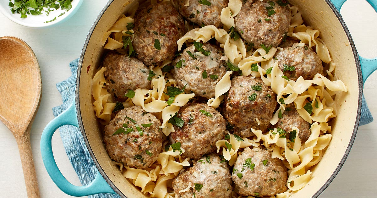 One-Pot Swedish Meatballs with Egg Noodles Recipe | Samsung Food App