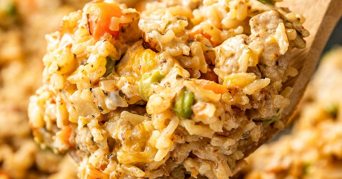Cheesy Pork and Rice Skillet Recipe | Samsung Food App