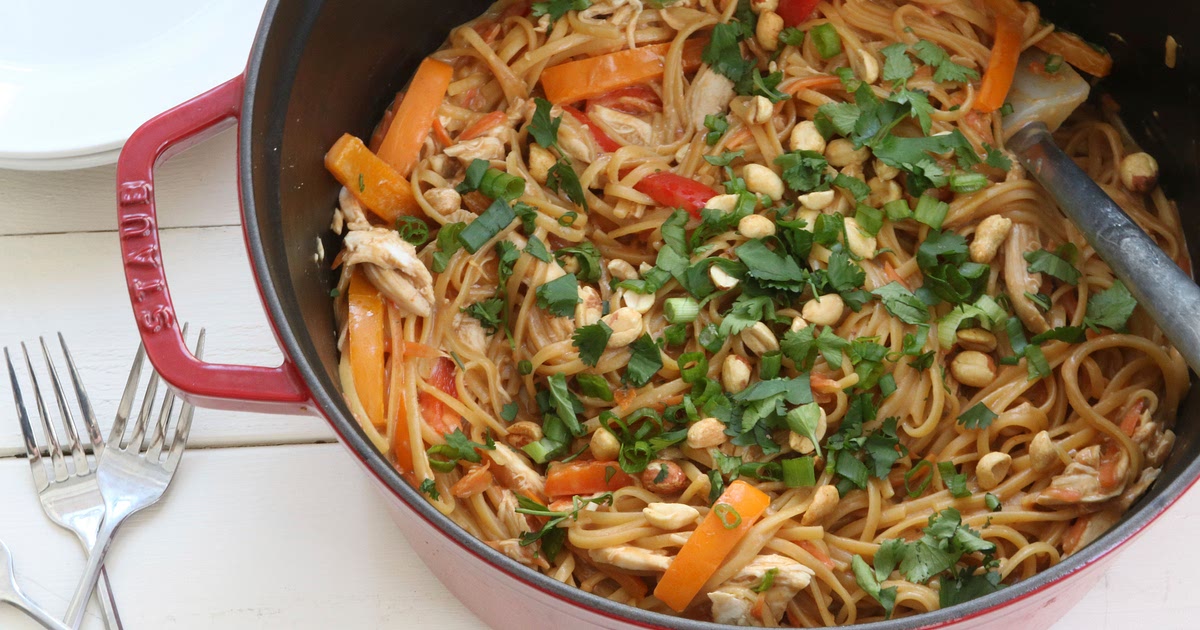 One-Pot Thai Peanut Chicken Pasta Recipe | Samsung Food App