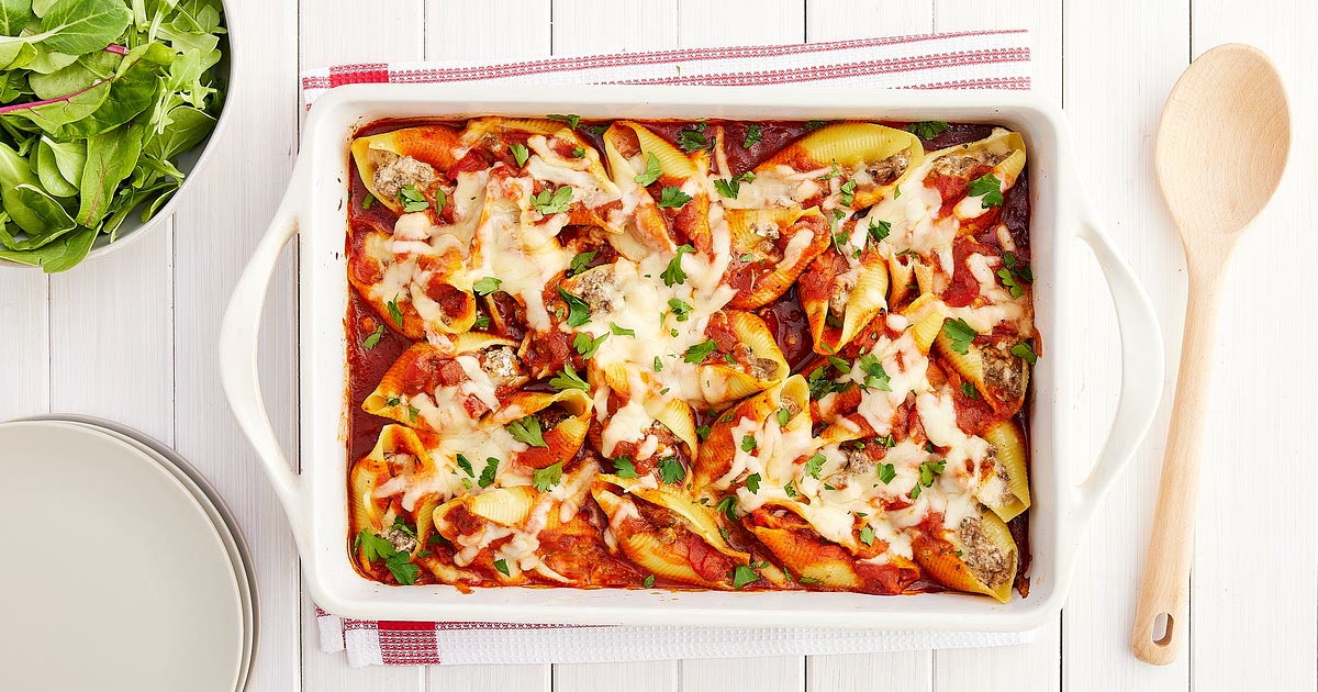 Three-Cheese Beef Pasta Shells Recipe | Samsung Food App